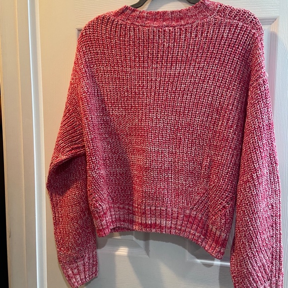 NEW NORDSTROMS Lush Marled Cable Knit Pullover Sweater PINK & WHITE SIZE SMALL - Picture 4 of 6